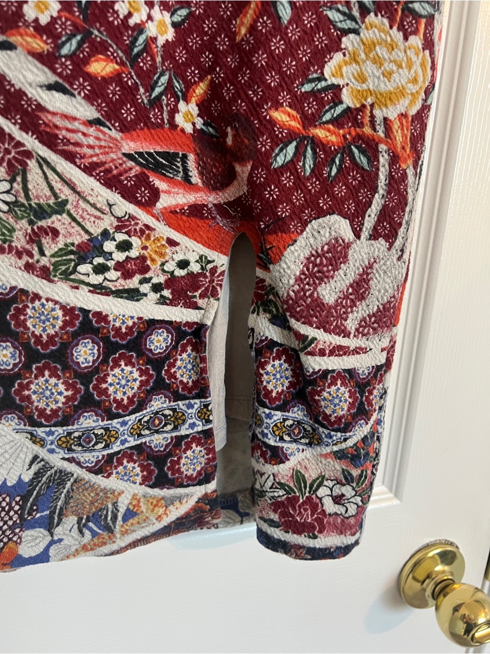 Maeve Patchwork Crane Floral Midi Pencil Skirt Boho Anthropologie Med - Picture 3 of 9